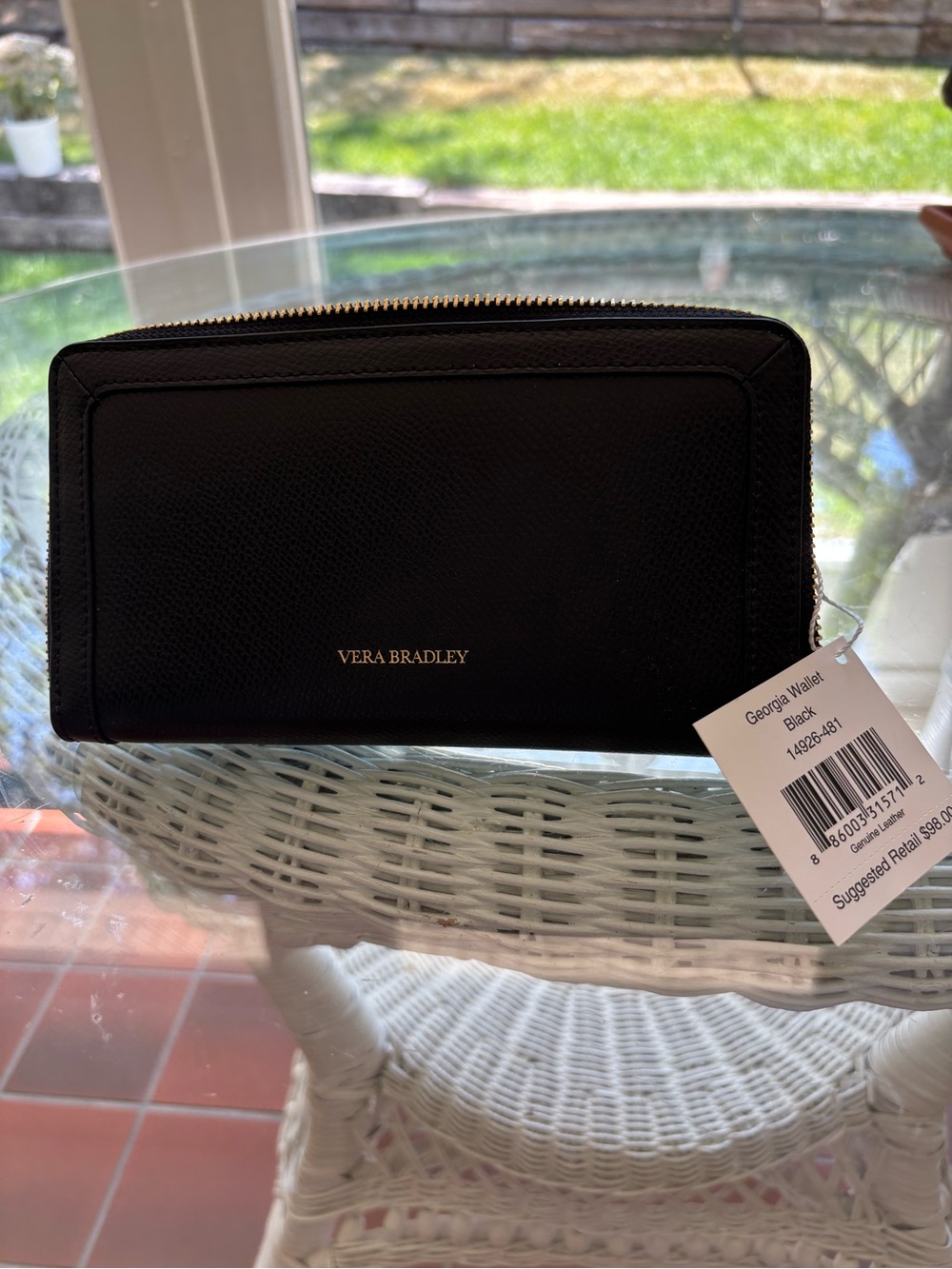 NWT Vera Bradley Black Leather GEORGIA wallet.